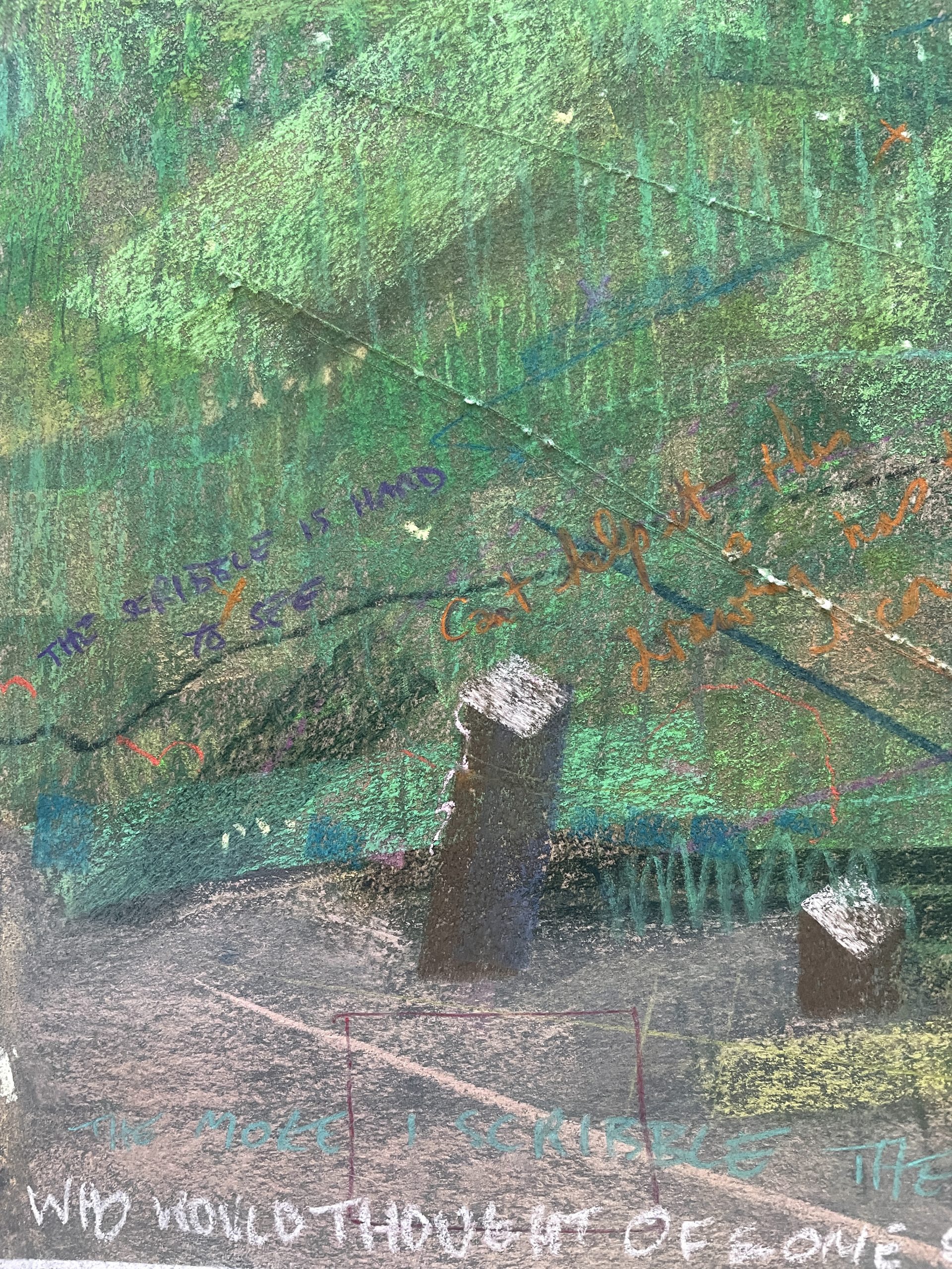 Somewhere Below the Line... by Dennis Leon, 1977, Pastel on paper