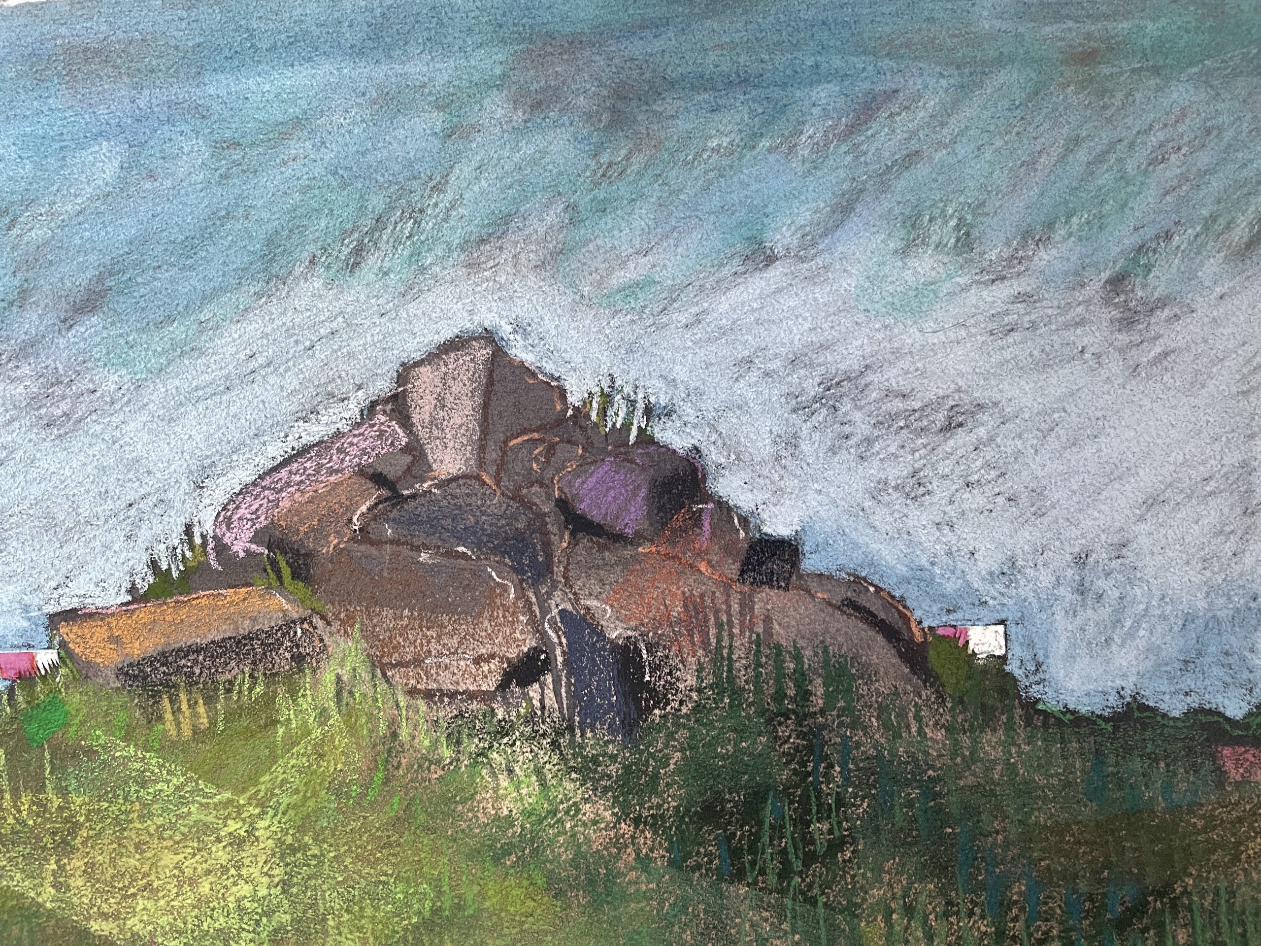 Somewhere Below the Line... by Dennis Leon, 1977, Pastel on paper